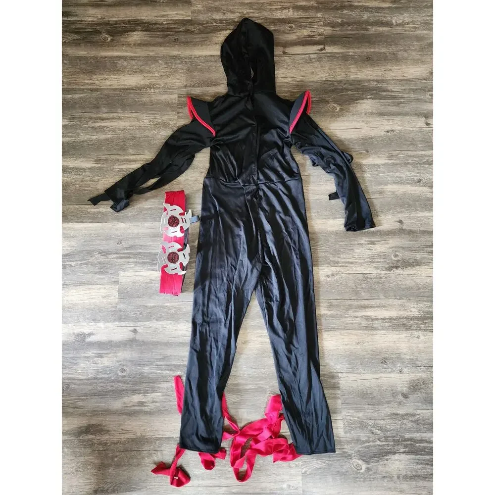 Spirit Halloween Stealth Ninja Warrior Costume Cosplay Jumpsuit Childs M 8-10
